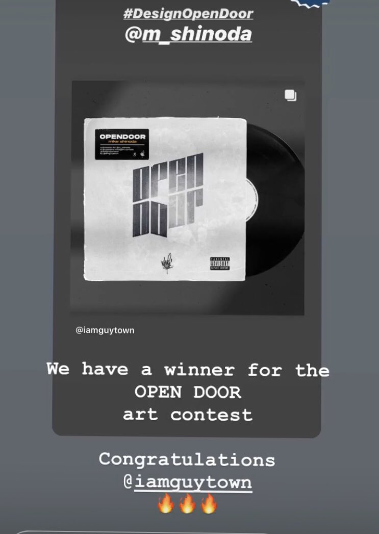 LPFinland's tweet photo. And we have a winner for #DesignOpenDoor contest! Congrats 🔥🌈❤️🤘

Source: Typespire and Mike Shinoda IG stories

#MikeShinoda
#OpenDoor https://t.co/h8rIUt1CyH