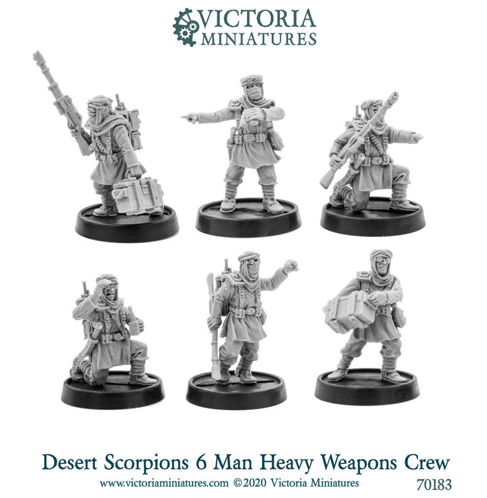 Vic_Minis's tweet photo. New! Desert Scorpions 6 Man heavy weapons Crew. - https://t.co/pngnLN58eS https://t.co/wfI9NYiJxL