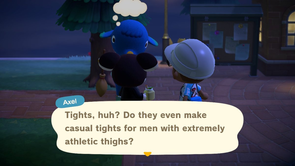 Eugene, the koala who I'm certain is some artsy gay boy, is convincing Axel, the himbo jock elephant, that tights are a great fashion choice for island life.Oh honey, the fan fiction I could write about this if I was that kinda girl...