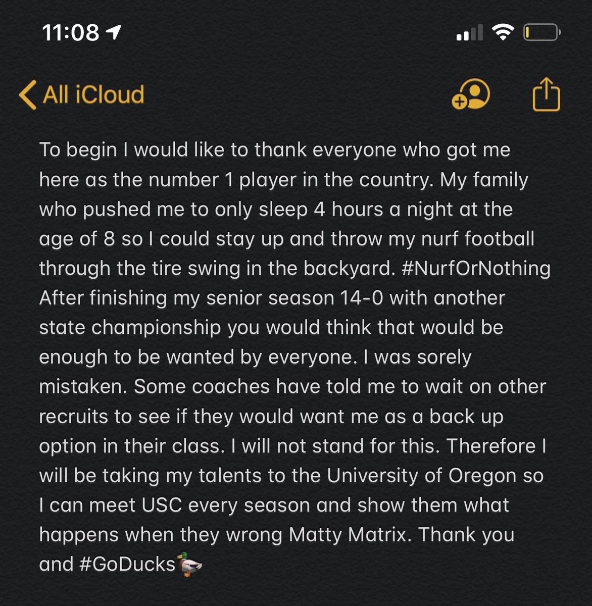 MattyMatrix's tweet photo. The PAC-12 is about to feel Matty Matrix. #GoDucks🦆 https://t.co/NeSMAOt61N