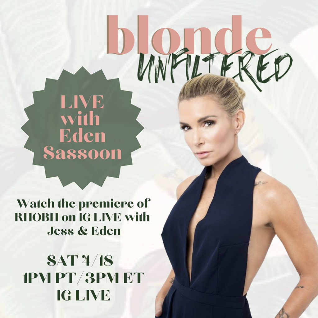 blonde_pod's tweet image. TOMORROW 4/18 ON IG LIVE @ 1PM PST/3PM EST watching the #RHOBH premiere w/ @sassEden follow link below to watch ↓
instagram.com/blonde_unfilte…

#RealHousewives #Realhousewivesofbeverlyhills #BravoTV