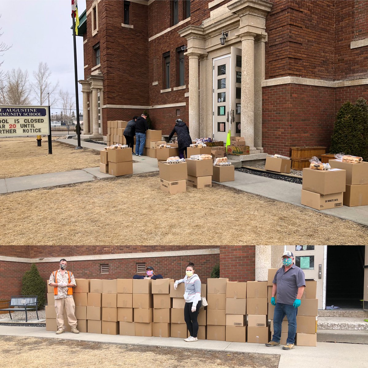 CChicilo's tweet photo. Holidays or not, St. Augustine staff step up and demonstrate servant leadership by helping deliver food hampers to those in need.  #proudprincipal https://t.co/c2ZDGdgPuL