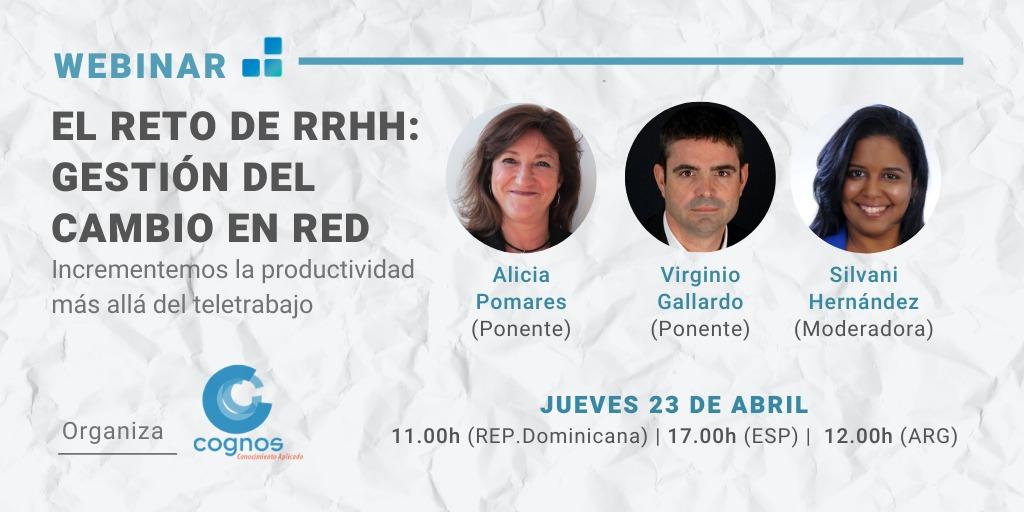 cognosca's tweet photo. 🗓️Este jueves 23 de Abril nuestro #webinar

"El reto de #RRHH, Gestión del cambio en red" con   
@AliciaPomares y @virginiog 💫✨
 Organiza 
@cognosca
 
¡Puedes inscribirte aquí! 👇https://t.co/EQ1GGdqY9y…               
@Humannova https://t.co/psSL7J4FHY