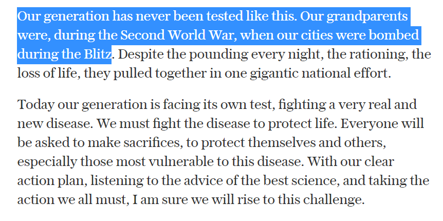 Well, start on March 14 by summoning the 'Blitz spirit' which  @MattHancock does on March 14 in  @telegraph article here, urging UK manufacturers to pivot production lines to make ventilators. "We cannot make too many." And lots of wartime blah. /3  https://www.telegraph.co.uk/politics/2020/03/14/must-do-everything-power-protect-lives/