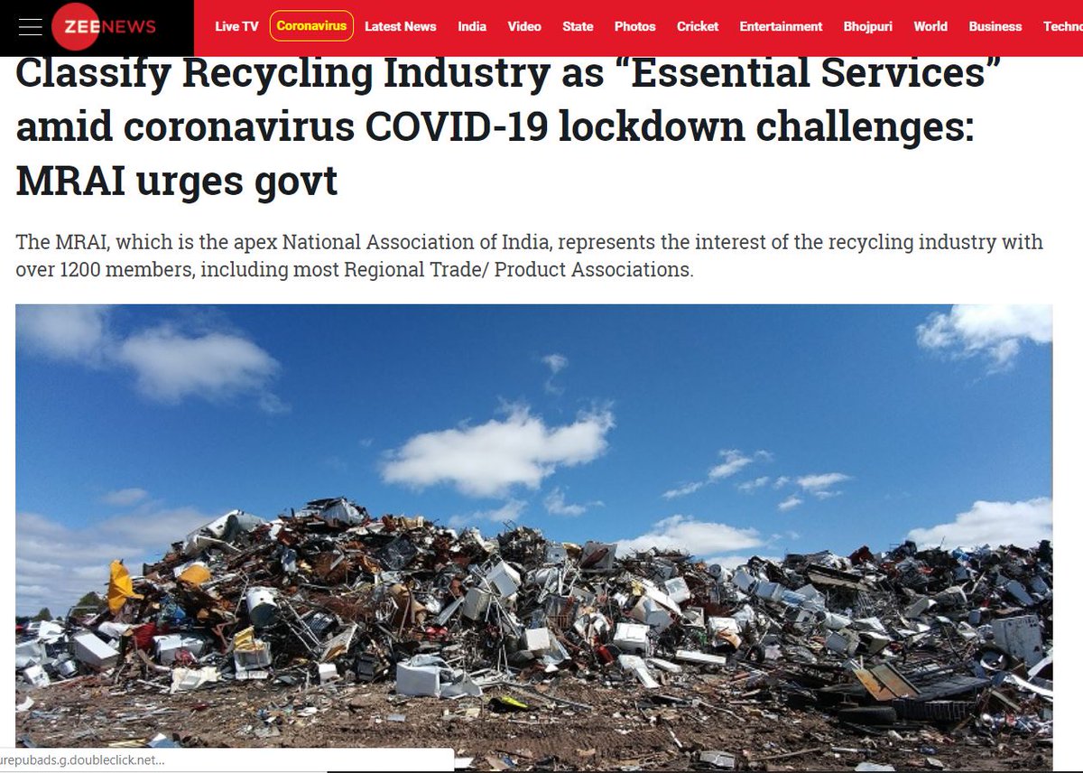 mrai_india's tweet photo. MRAI request @mygovindia @PMOIndia @nsitharaman @PiyushGoyal @dpradhanbjp @mansukhmandviya @amitabhk87 @nitin_gadkari to declare Recycling Industry &amp; its ancillaries as Essential Services

#Recycling is a #PanIndia activity with no harm to mother earth &amp; it generates employment. https://t.co/wP6M1lflby