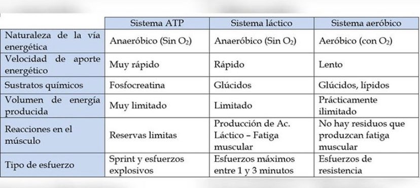 Tabla volumen de entrenamiento