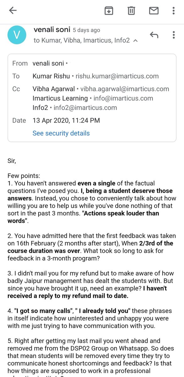 SoniVenali's tweet photo. From having subpar content to hiring people with zero knowledge of the subject as trainers. @Imarticus Jaipur has done everything possible to con their students. What's more? The egoistic behaviour of the management everytime someone tries to speak something against them!! https://t.co/q8aithtSUY
