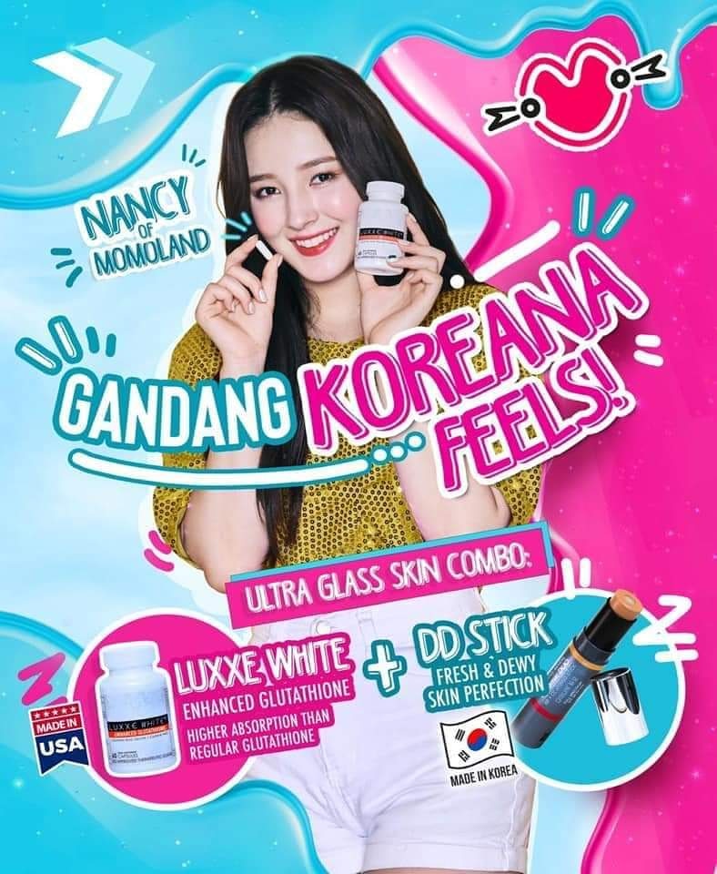 supermaryy_'s tweet photo. Want GLOWING 🇰🇷 K-Beautiful skin like Nancy of @Momoland? Look no further than #Frontrow's WHITENING and SKIN-PERFECTING combo:
#LuxxeWhite Enhanced Glutathione - Intensive Detoxification &amp; Skin Whitening plus #DDStick BB+CC Cream Hybrid Skin Care Stick - 8-in-1
  #Momoland https://t.co/DlU1xRGDkX