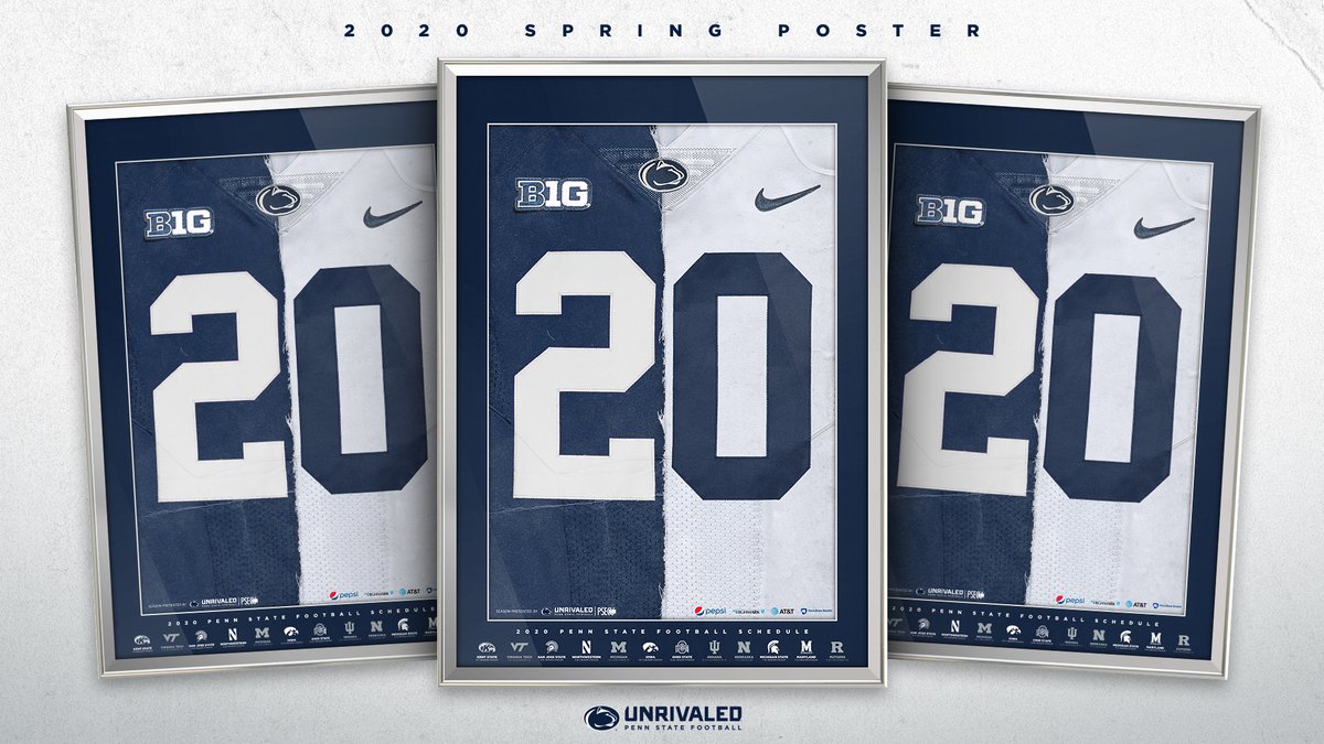 PennStateFball's tweet image. Announcing the 2020 Blue-White Schedule Poster! 

Click here to get wallpaper and lock screen versions: gopsusports.com/sports/2020/4/…

#WeAre