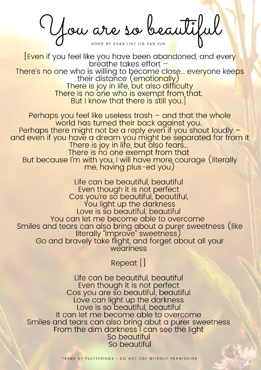 一生一世 与你的故事 Evanism Pa Twitter Eng Lyrics For You Are So Beautiful Song By Lin Yan Jun Listen To It Here T Co J9lcobwpjp Slowly Slowly Trying To Become Well Acquainted To The World T Co W4da8ahj2t