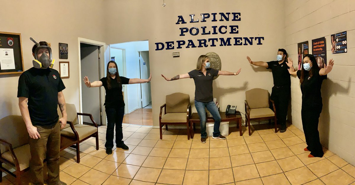 AlpineTxPolice's tweet photo. Alpine Police Department Communications Officers reminding the public the please practice social distancing. Do your part . LETS FLATTEN THE CURVE.
#practicesocialdistancing #flattenthecurve https://t.co/4BlW2kauMH