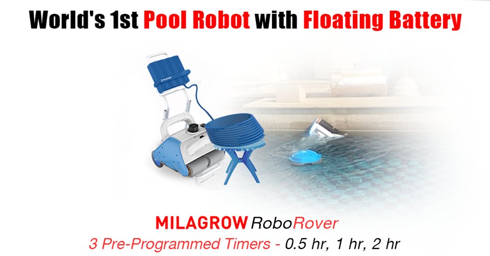 MilagrowRobots's tweet image. World&apos;s 1st Pool Robot with Floating Battery. Milagrow RoboRover. 3 Pre-Programmed Timmers - 0.5 hr, 1 hr, 2 hr. 

#poolrobots #poolcleaner #roboticpoolcleaner #hospitality #hotels #residential #apartments #apartmentlife #society #healthcare #hospitals  #restaurants #covid19