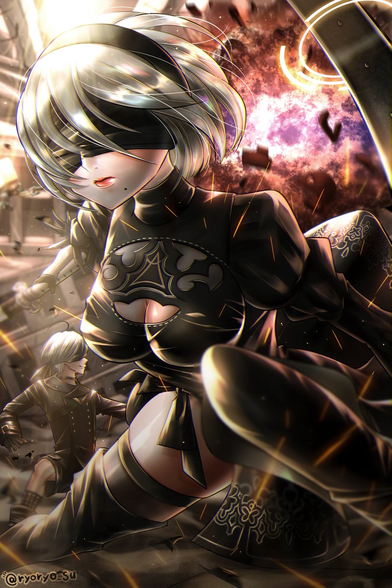 Ryoryosu A Twitter 描きたかったnier Automata Nierシリーズ10周 おめでとうございます イラスト はレベル上げ最中の2bと9sですw Nier ニーア10周年 Nierautomata ニーアオートマタ 2b