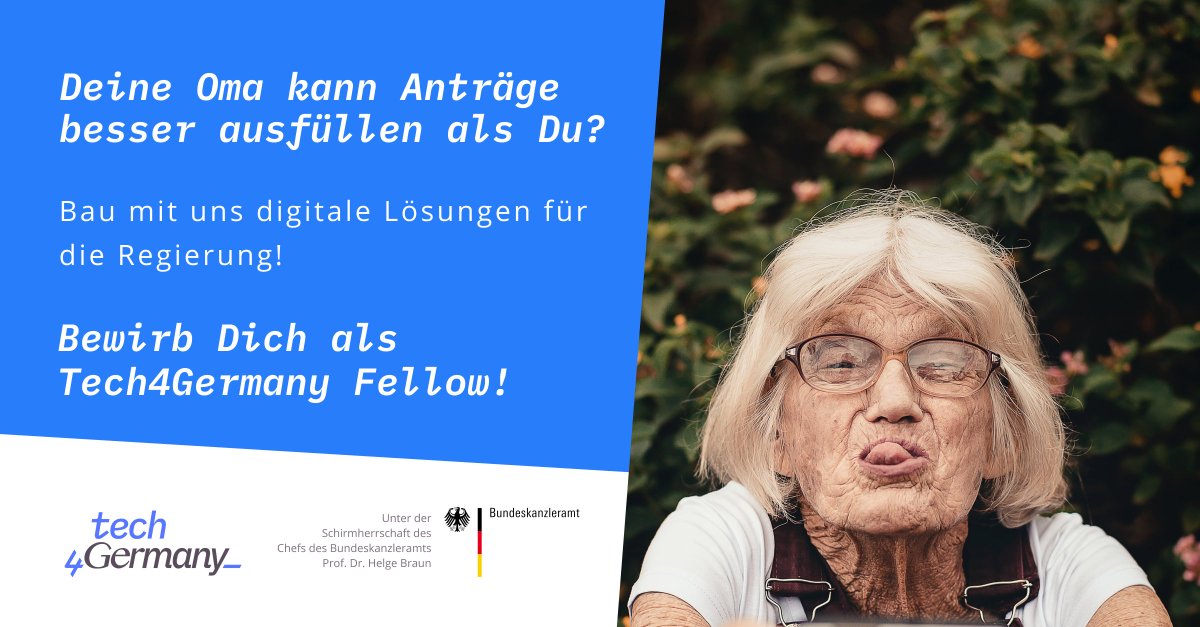 Tech4Germany's tweet image. ⌛️FINAL COUNTDOWN

Habt ihr Euch am Wochenende Zeit geblockt, um Euch als @Tech4Germany Fellow zu bewerben? 

Digitalisiert mit uns in einem dreimonatigen Fellowship Programm die Verwaltung!

👉tech.4germany.org
🚩Sonntag, 19. April 2020