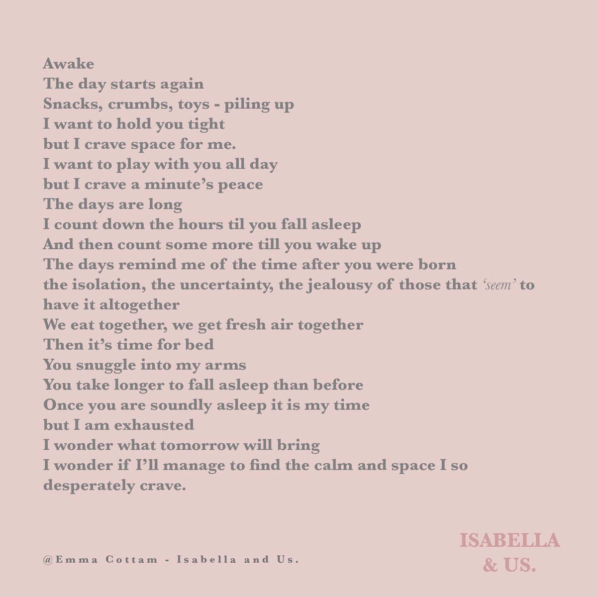 A poem about #motherhood and #lockdown #COVID19 #FridayThoughts #coronavirusuk #prrequest #journorequest #mmh #pnd #mentalhealth #mumsinlockdown