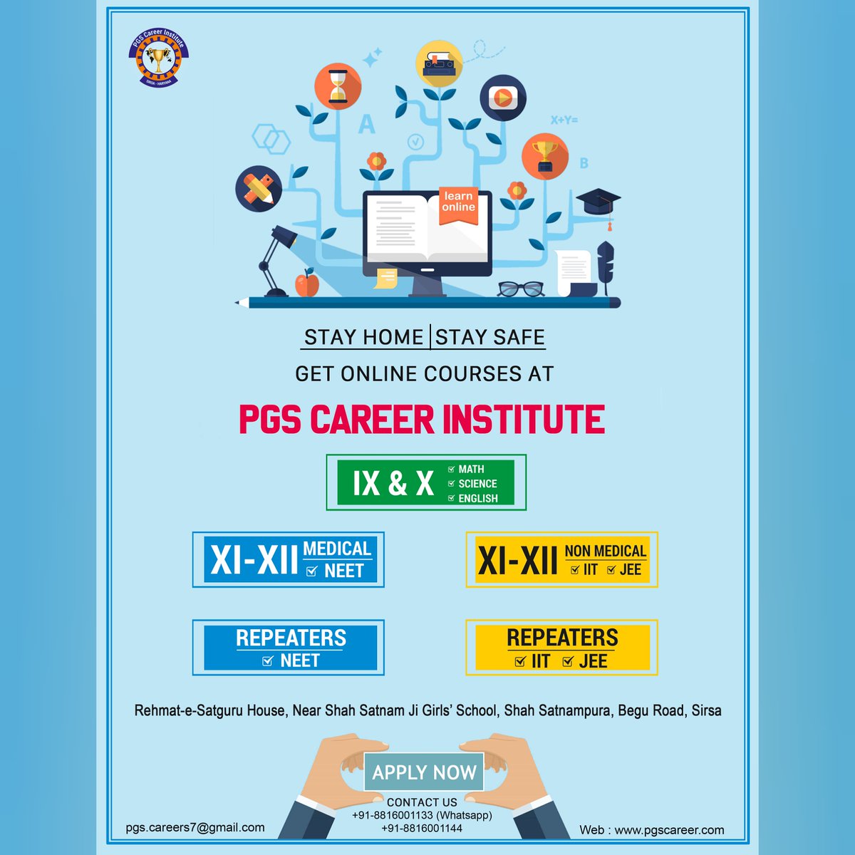 pgscareer's tweet image. Join online classes with PGS Career Institute. 9th,10th(Math, Science, English) 11th, 12th Medical &amp;amp; Non Medical started
Call 8816001133
#lockdown #freeonlineclasses #pgscareerinstitute #democlasses
#coaching #institute #education #institute #iit #jee #neet #medical #nonmedical