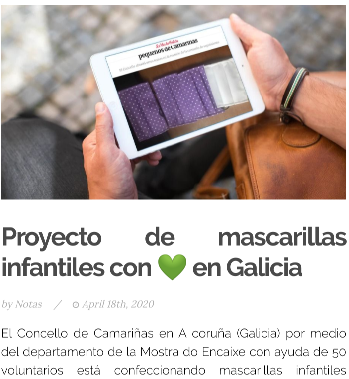 InfoMascarillas's tweet photo. En Camariñas en A coruña #Galicia, un grupo de #voluntarios por medio de un #proyecto del municipio confecciona #mascarillas con #diseños (coloridos) estampados para la población #infantil.

https://t.co/71Bc4hPYfS https://t.co/cix80uR4Uw