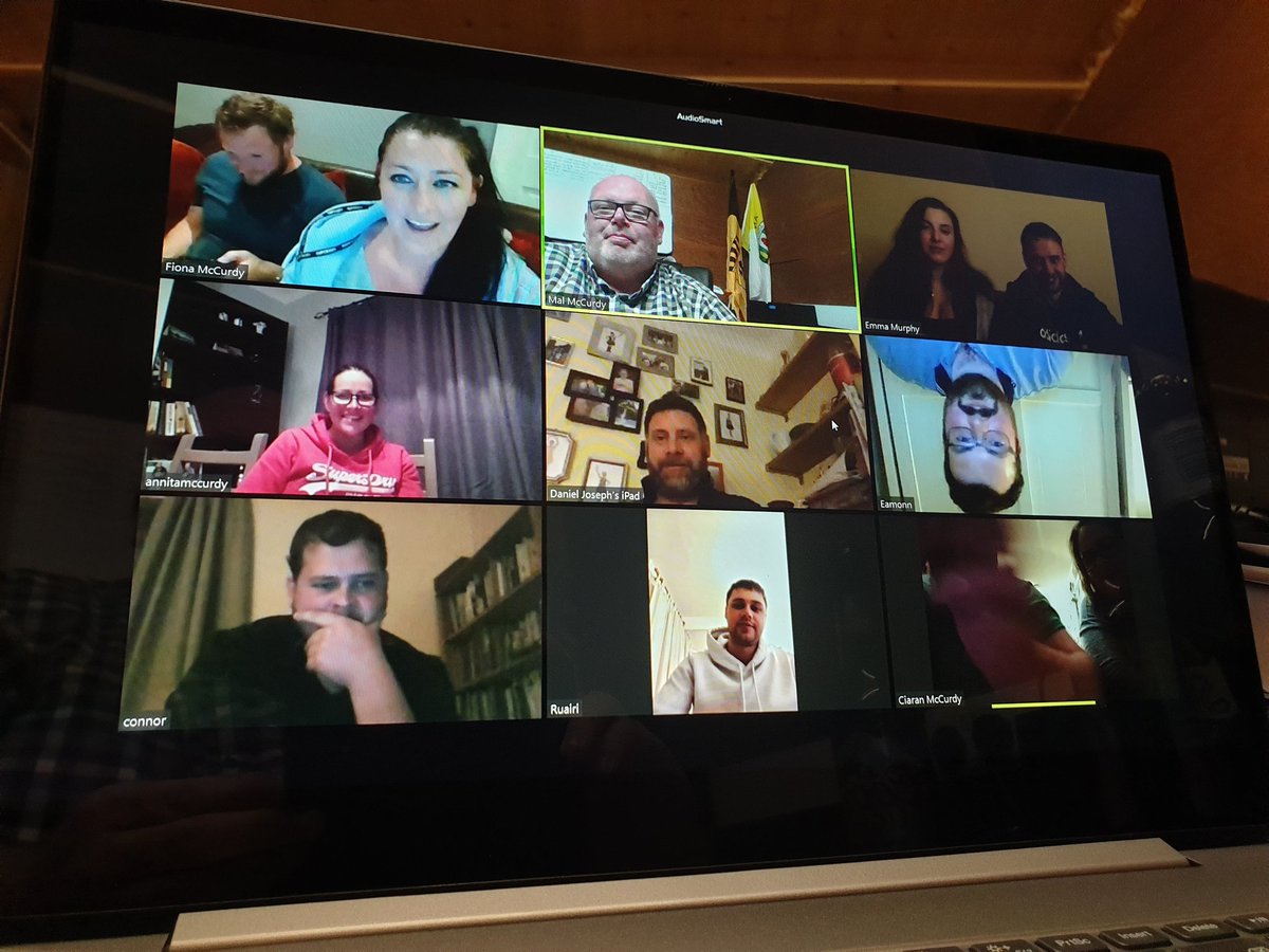 MalMcCurdy's tweet photo. Friday night zoom quiz with some cousins. Thanks @fionamccurdy27 and Peter for hosting. Well done @JosephMcCurdy for winning. https://t.co/8HbpTgSPsu