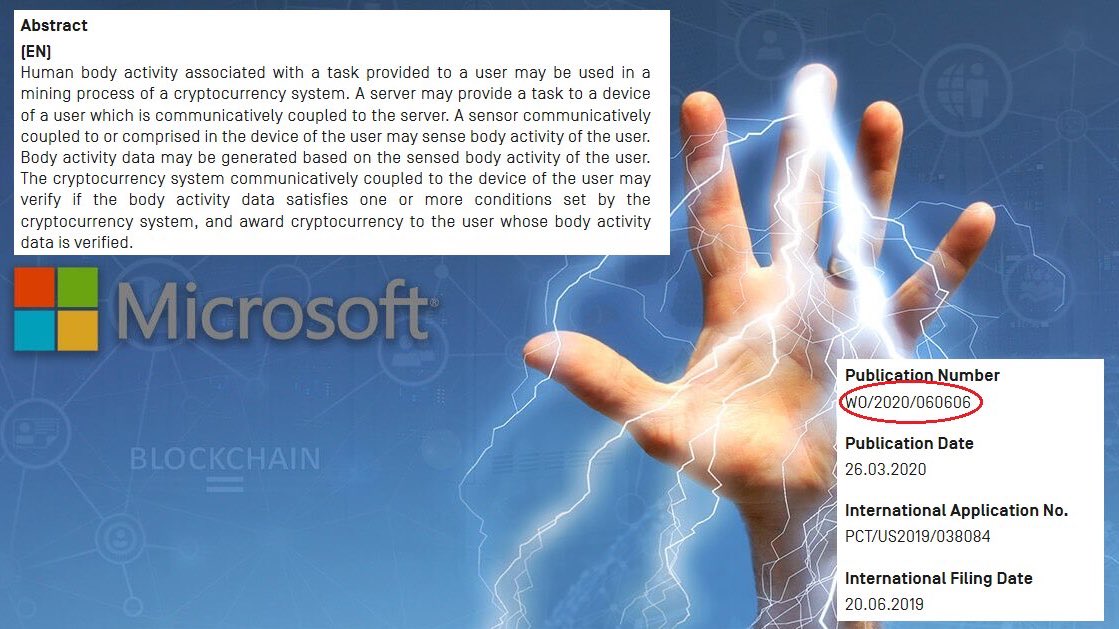 Microsoft just patented a device that gives people digital currency after completing a certain task. The patent ID is WO/2020/060606. How much more obvious can this stuff get? This is literally the mark of the beast.
