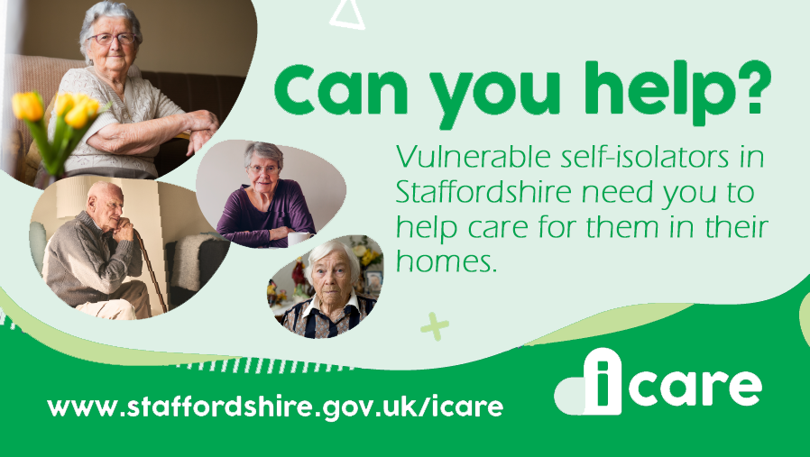 StaffordshireCC's tweet photo. Can you help to deliver personal care to vulnerable #Staffordshire residents? Depending on individual needs, this may involve helping them out of bed, to the toilet &amp; washing them. Sign up to I Care today to make a difference to those in need: https://t.co/aa45s89nAB

#covid19 https://t.co/Cv2ysbe1hK