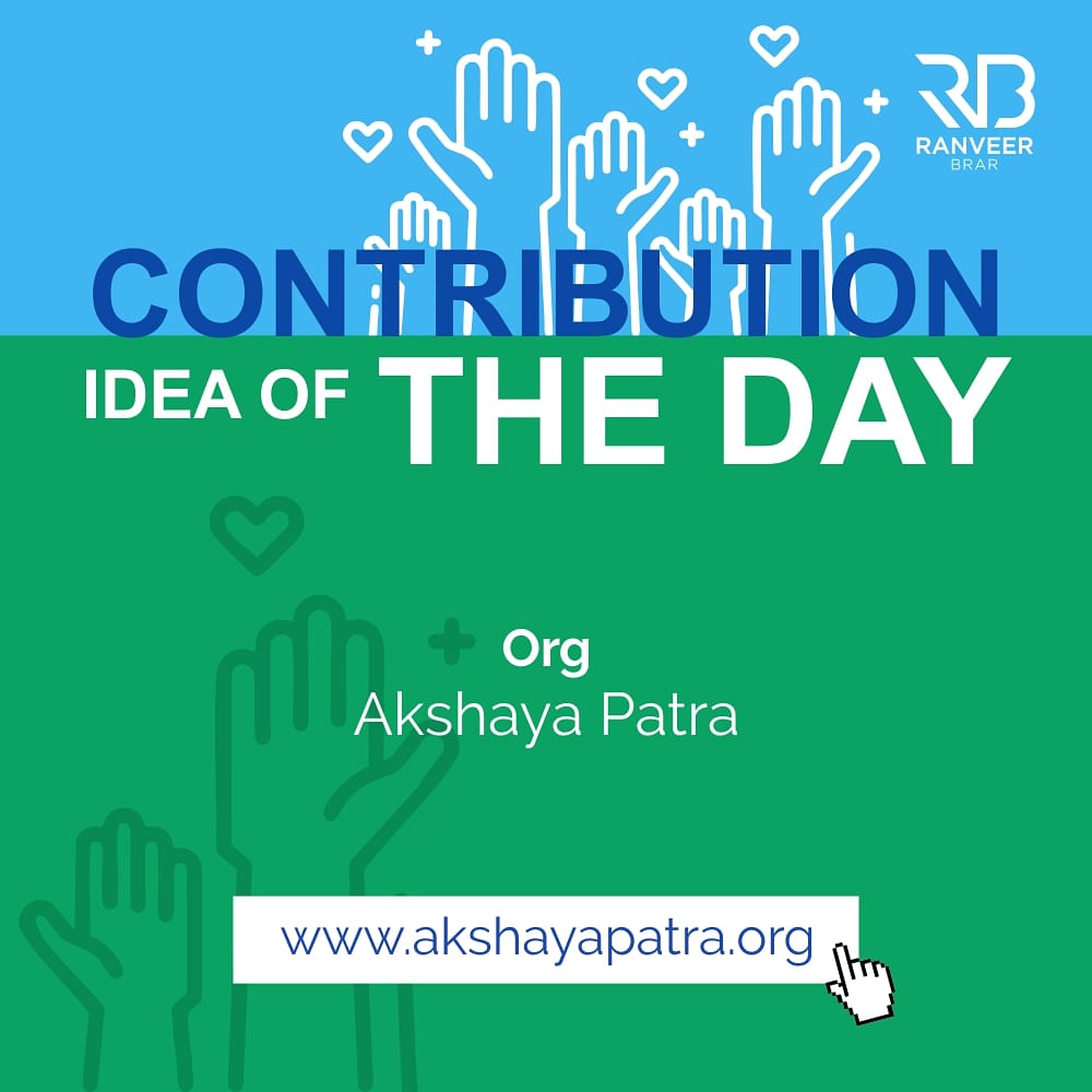 ranveerbrar's tweet photo. Synonymous with their midday meals and aanganwadi programs, Akshay Patra has extended their help to anyone who needs help.
For more details, check - https://t.co/1txBkiD9Ma
@AkshayaPatra
#charity #BehomewithRB #stayhome #staysafe #food https://t.co/i0R2459cva