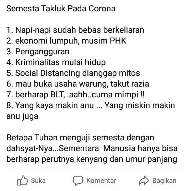 gaekonindonesia's tweet photo. Sajak Untuk Negeri 

#CoronaPublicEnemy #JKW_LBPHarusDihentikan #StopCovid19 #stopphkditengahcorona #IndonesiaMelawanCovid19 #napibebas 

@jokowi @detikcom @CNNIndonesia @jawapos https://t.co/vlbRCUAq7z