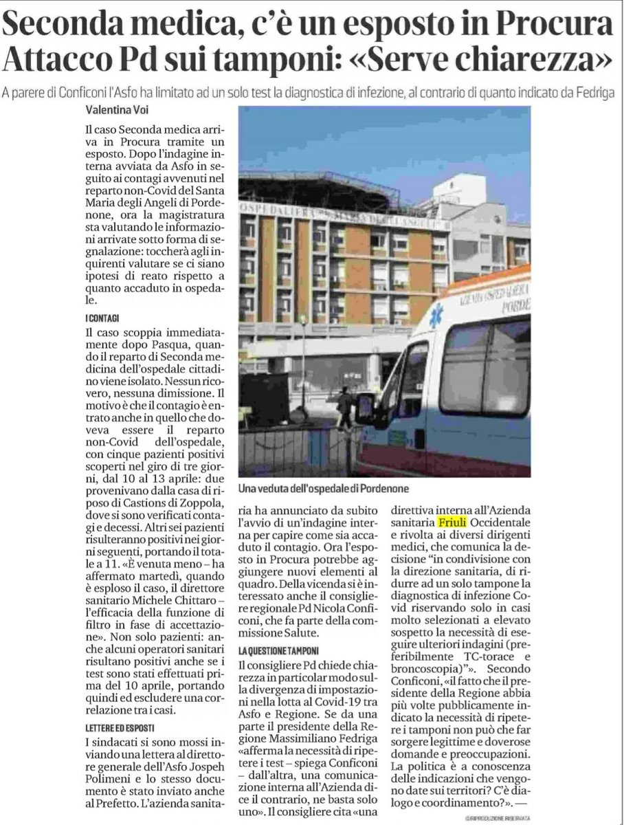 Anche sui #tamponi servono risposte.
No polemiche ma piena #trasparenza in tutto #FVG
#Covid_19