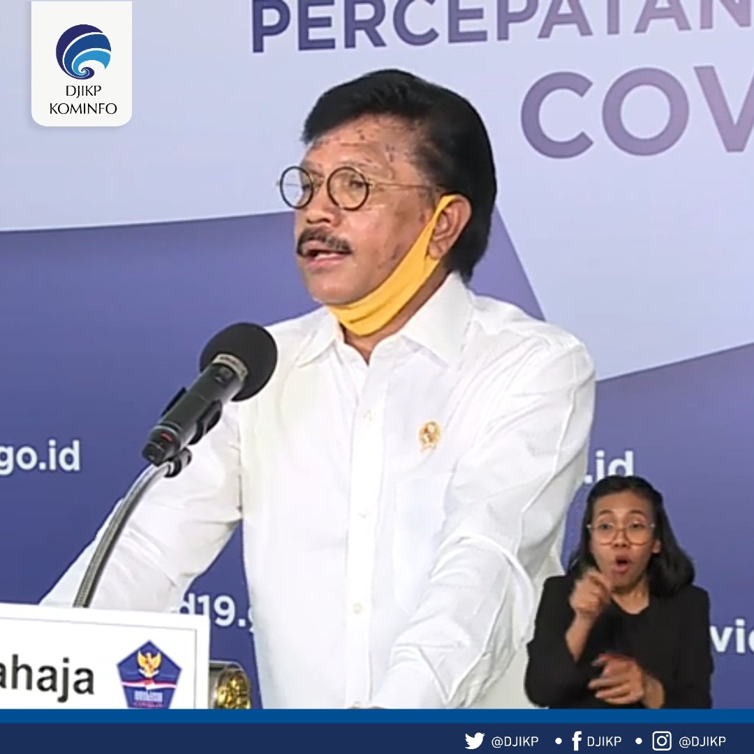 Hari ini di konpers Gugus Tugas Percepatan Penanganan Covid-19 dengan tema 'Sosialisasi Aplikasi Peduli Lindungi sebagai Update Kebijakan Kemenkominfo' telah hadir Menteri @kemkominfo, @PlateJohnny.