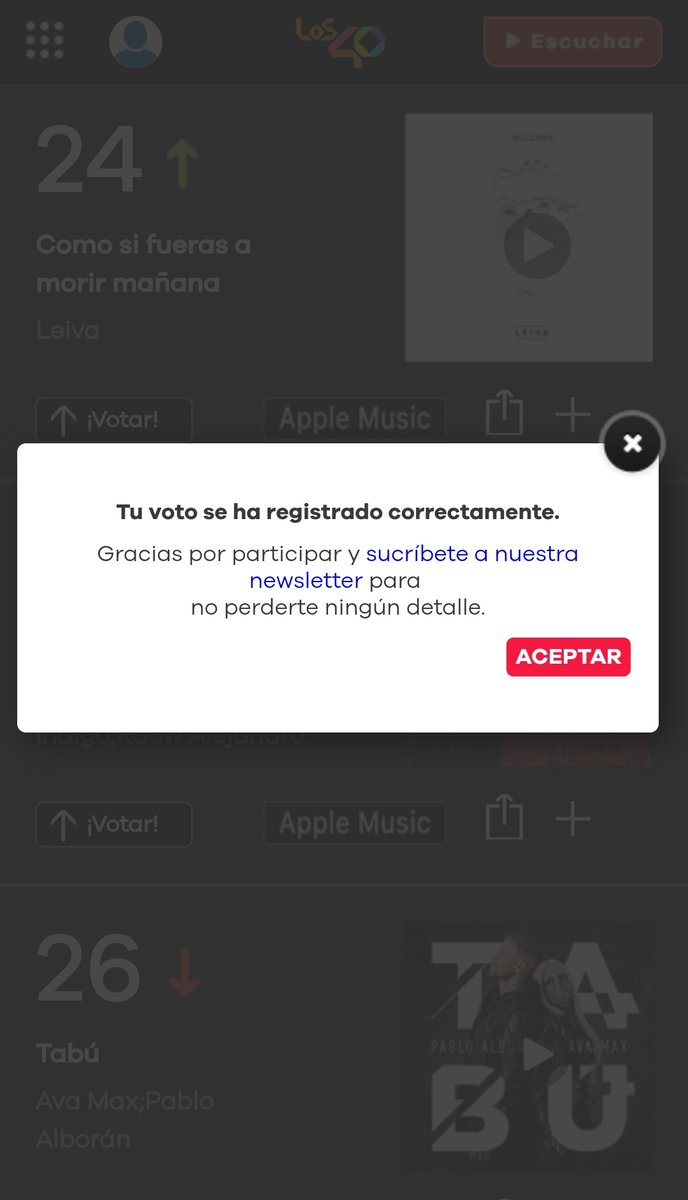 lolaindigovotes's tweet photo. #4Besos ha entrado directamente al N° 25 de la lista @Del40al1_es @Los40
Puedes votar por ella en el siguiente enlace: https://t.co/JfoI1hQUa5
Vamos! 💪 https://t.co/AsHIat4ZT1