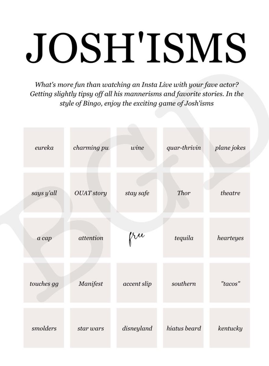 bgdrights's tweet photo. Hey @JoshDallas, we finished Joshisms, so study up! 😉 Here's another Ginnyisms card, too. Can't wait to see you both with @BaileeMadison! 💗 #SelfIsolateWithB https://t.co/HytN6yMBEv