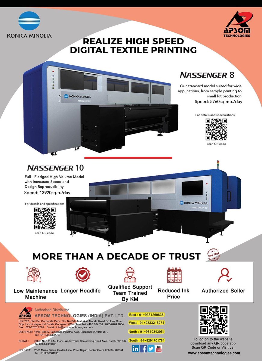 PERFECTSOURCING's tweet image. Realize high speed digital textile printing with KONICA MINOLTA Nassenger 8 &amp;amp; 10 #digital #digitaltextile #printing #fullofcolors #fabric #innovaiton #textile #technology #konica #nassenger #highspeed