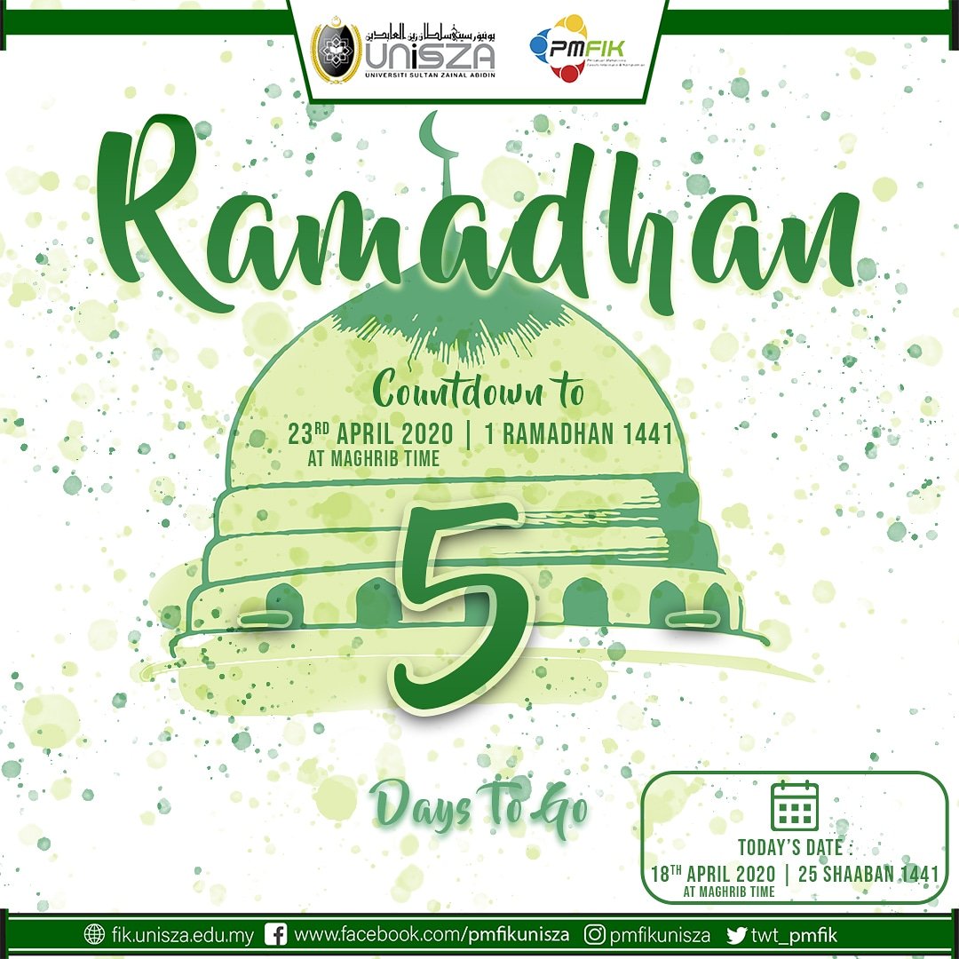 twt_pmfik's tweet photo. [ RAMADHAN COUNTDOWN ]

 ⏳5 Days to go⏳ ✨

Tulus Ikhlas daripada,
Persatuan Mahasiswa Fakulti Informatik dan Komputeran sesi 19/20

https://t.co/BY8m19fnjE.FORWARD

Persatuan Mahasiswa Fakulti Informatik &amp; Komputeran sesi 2019/2020

#PMFIK1920
#KamiBudakCoding
#UniSZAPastiTahu https://t.co/vH7h7ZGq6m
