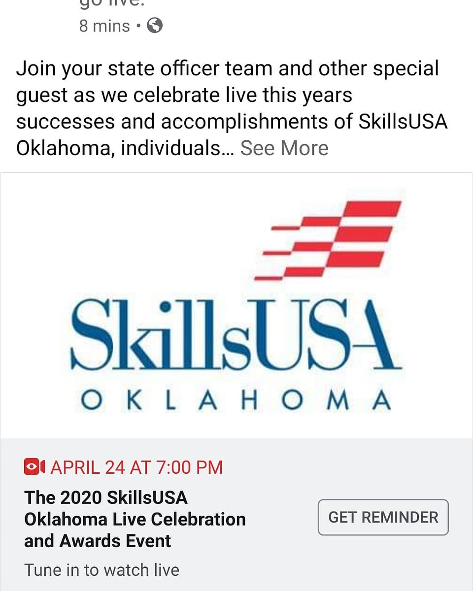 Share the news and join us as we celebrate you SkillsUSA Oklahoma!
Dozens of students, chapters and other individuals will be recognized during this Livestream event.
Watch on the SkillsUSA Oklahoma Facebook page or on the SkillsUSA OK YouTube channel.