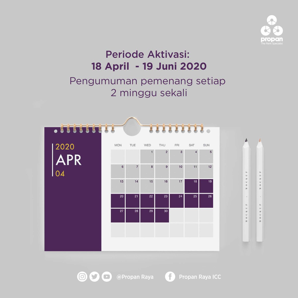 propanraya's tweet image. Hai Propaners,
Bosan #DIRUMAHAJA ? Bingung isi #WAKTUBERKUALITAS ?

Yuk, ikuti kompetisi #PROPANBIKINSERU melalui aktivitas #NGECATSENDIRI !

Selain #BIKINBETAHDIRUMAH ada hadiah PULUHAN JUTA RUPIAH menanti kamu  😄