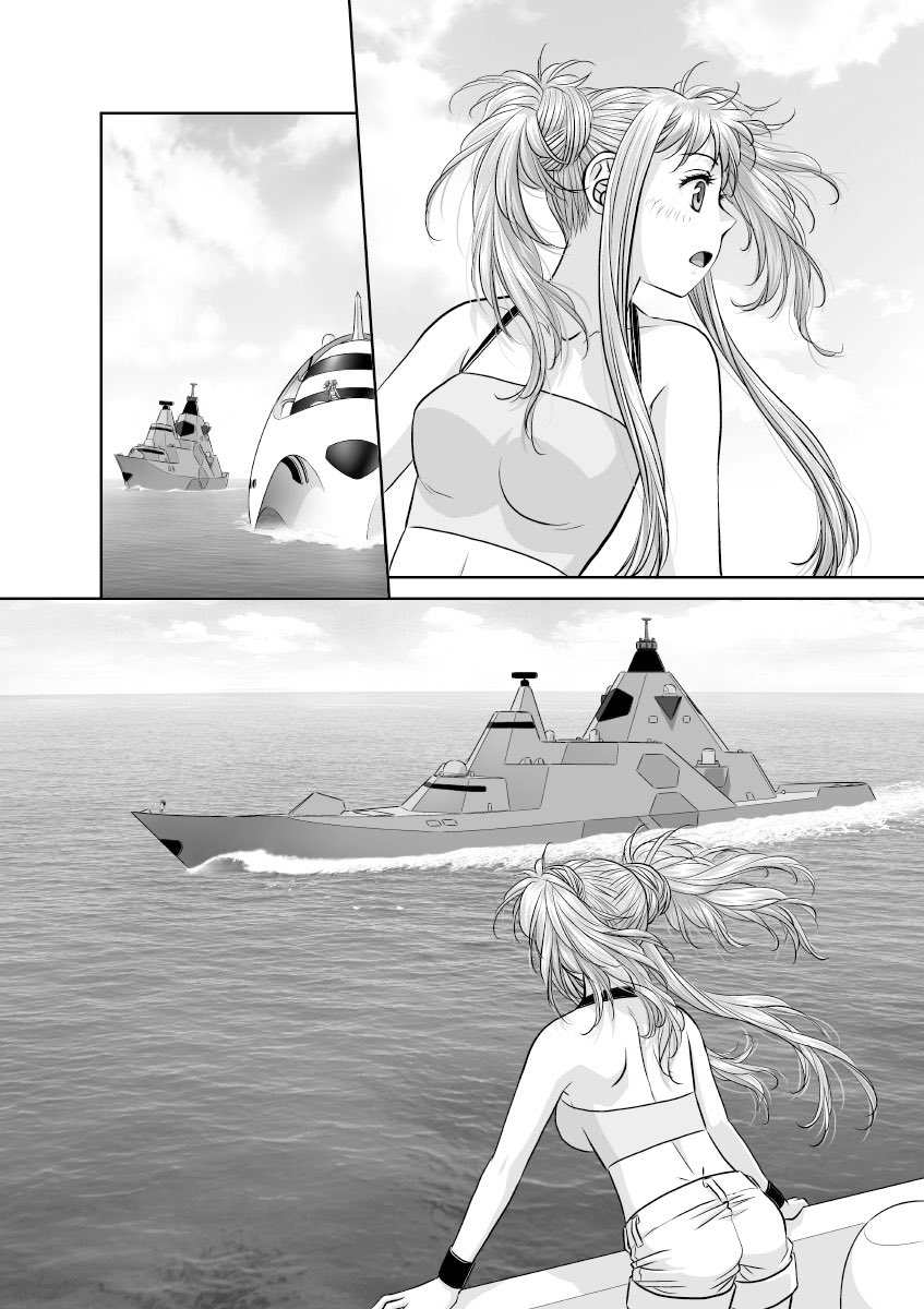 「My doll house」から台詞フキダシ擬音無し絵(一部再掲)…その,25
軍艦の舳先に立つのは"ありす"の母っス 