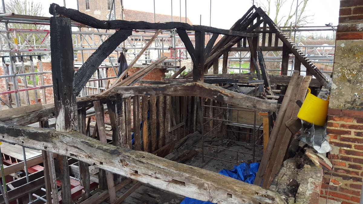 slaterconservat's tweet photo. Happy World Heritage Day. One of the things I love about my job is that despite how damaged something looks, it can always be fixed. #WorldHeritageDay #buildingconservation #timberframe #repair #heritage #building https://t.co/d4EVukZAhZ