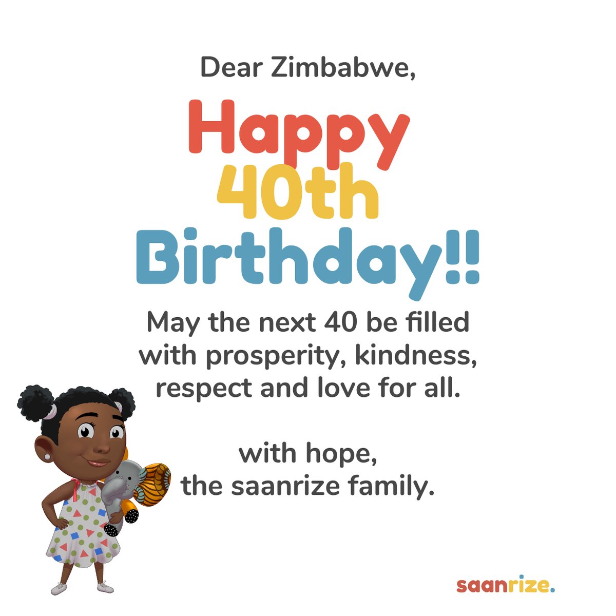 Happy Independence Day, Zimbabwe!!

#ZimbabweAt40 #Zimbabwe #saanrize