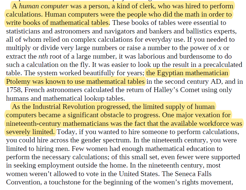 Whether they realized it consciously or not, nineteenth-century mathematicians and other scientists had a choice. One option was to enact social change... Another option was to settle for the status quo and build machines that could do the work.They built machines.  #Broussard