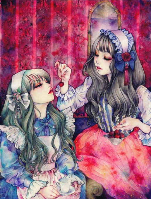 佐伯弓月さん(@firebox0730)からバトンをいただきました?

2年前の今日はちょうど展示デビューした日なんですよ✨

一枚目の絵が東京都美術館に飾られたのは嬉しかったなぁ…?
それ以来描いてきた2人組達です。

2回目のタグなので今回はアンカーで?

#絵描き繋がれ 