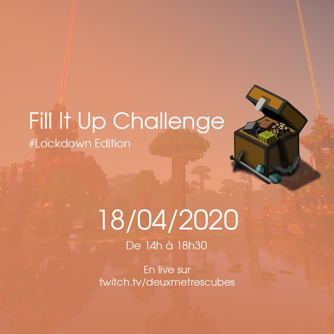 FillItUpMC's tweet photo. L'édition #Lockdown du #FillItUpChallenge, c'est en live cet après-midi à partir de 14h sur la chaîne twitch de @DeuxMetresCubes. Venez nombreux : https://t.co/XQRlpXpnsG https://t.co/zHvw6vDmcV