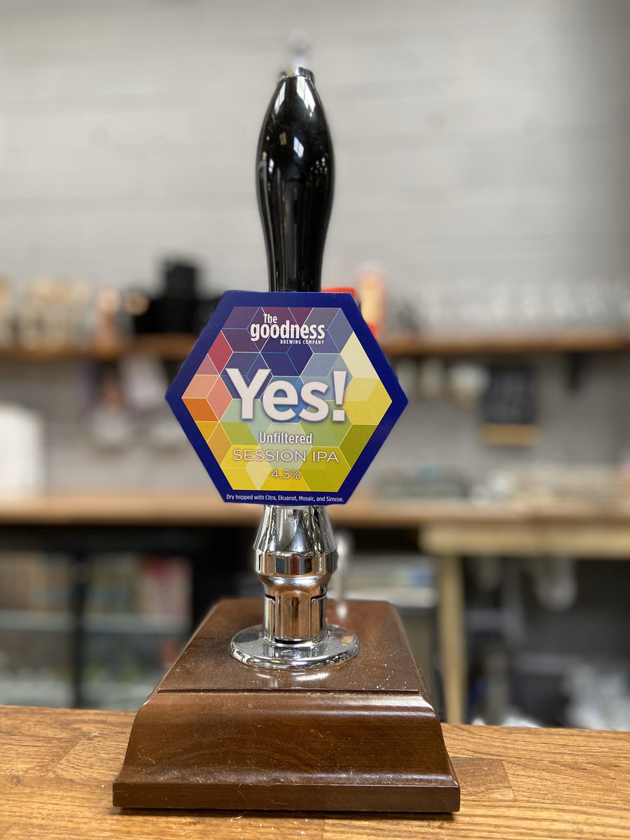 Thegoodnessbrew's tweet photo. Attention Cask fans: Yes! and Sunset available for collection from the brewery in your own clean plastic bottle. We’ll dip it with brewery cleaner, fill it and give it back to you.  Social distancing, masks and gloves in operation. Coburg Road enterance. Cards Only. Sat 12-6pm https://t.co/QlyOvd7rA9