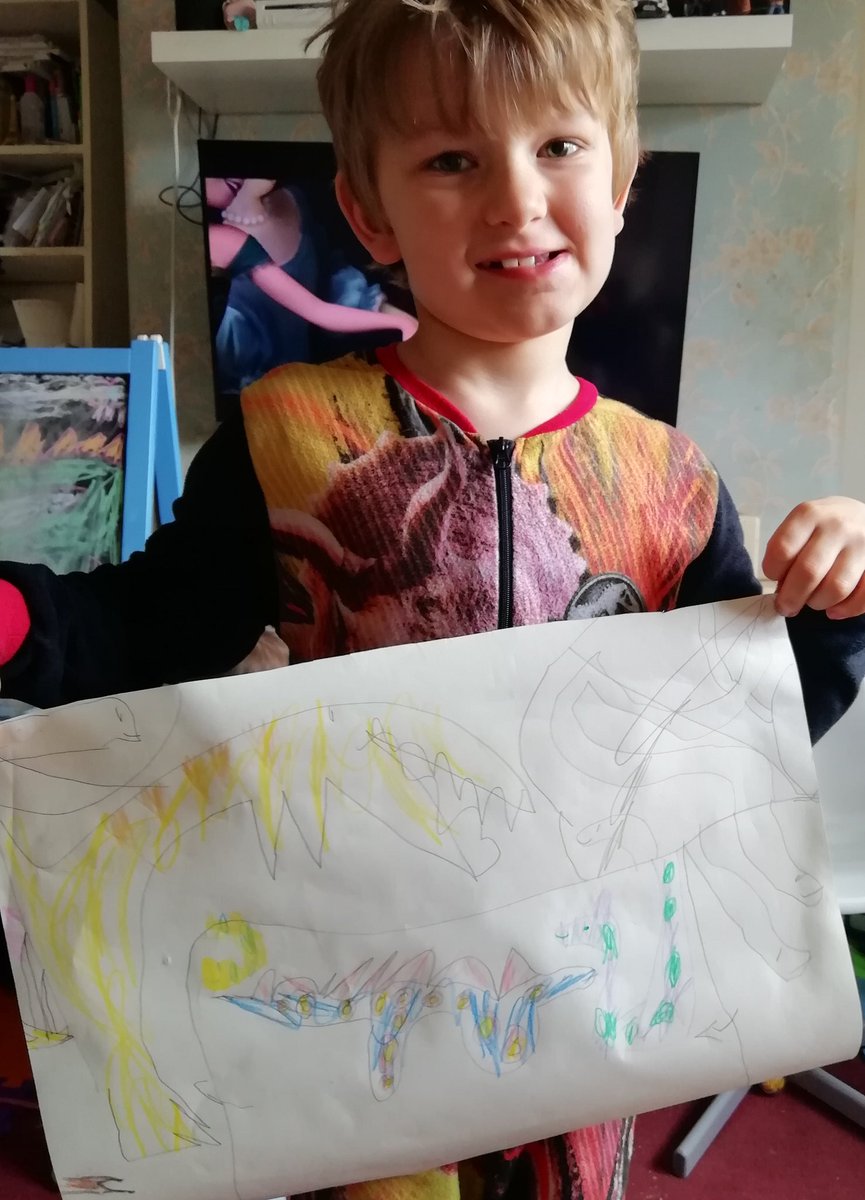 EmOfLancaster's tweet photo. @sycamore_tree1 Zachary has been drawing a stegosaurus picture (with a few friends) for Mrs Christopher 😊 https://t.co/JikQ7rSnKh
