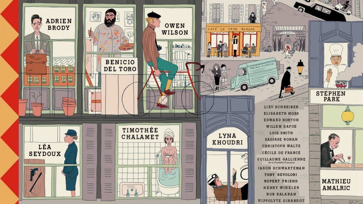 klaustoon's tweet image. #comcs, #film, &amp;amp; #architecture: Spanish illustrator Javi Aznarez's poster for Wes Anderson's upcomimg 'The French Dispatch [of the Liberty, Kansas Evening Sun]' (@French_Dispatch, 2020) itsnicethat.com/news/erica-dor…