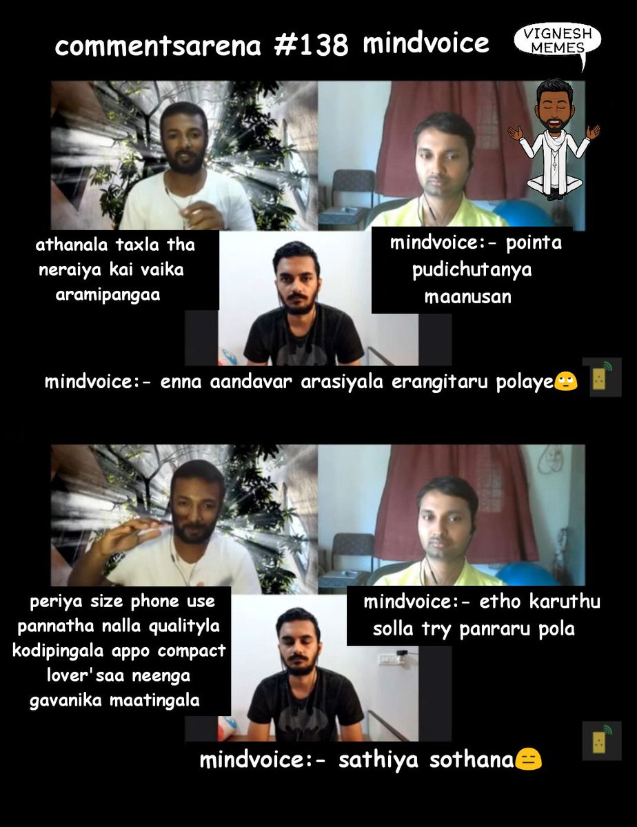 Vignesh10349215's tweet photo. #commentsarena #138 mindvoice memes 😁😁
#fonearena இவை அனைத்தும் கற்பனையே
Episode link:-https://t.co/x5VWhoVGV3
Special thanks to:- @Siva_Bharani https://t.co/SdV9jvEHt4