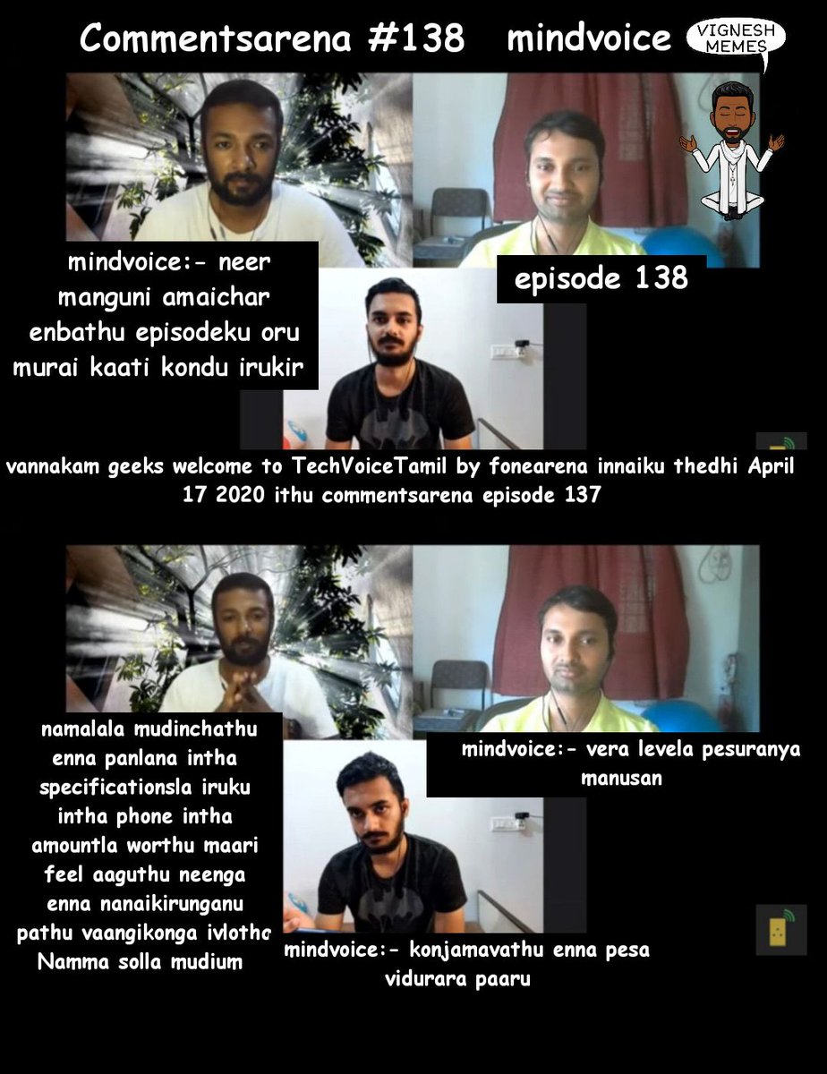 Vignesh10349215's tweet photo. #commentsarena #138 mindvoice memes 😁😁
#fonearena இவை அனைத்தும் கற்பனையே
Episode link:-https://t.co/x5VWhoVGV3
Special thanks to:- @Siva_Bharani https://t.co/SdV9jvEHt4