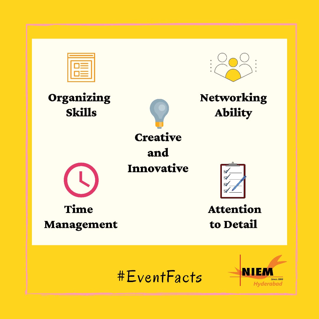 Watch out for #eventfacts every #saturday
Top 5 qualities of an #eventmanager 
Do you have it in you???
#stayhome #staysafe
#coronavirus #Covid19India #quarantine #staypositive #niemhyderabad #eventmanagement #professionalcourse #lifeofaneventmanager #indiasfirst #nowinhyderabad