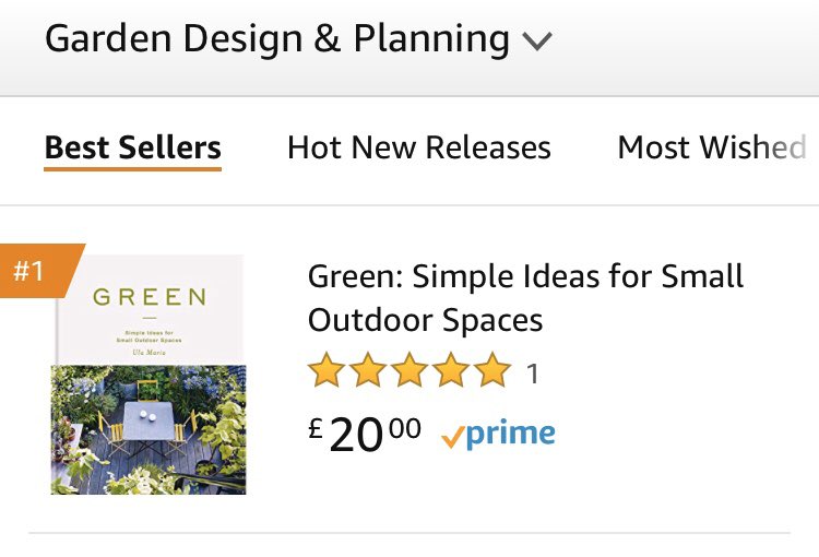 Thrilled to see this amazing book at no.1 in garden design on @AmazonUK Congratulations @UlaMaria1 #Green