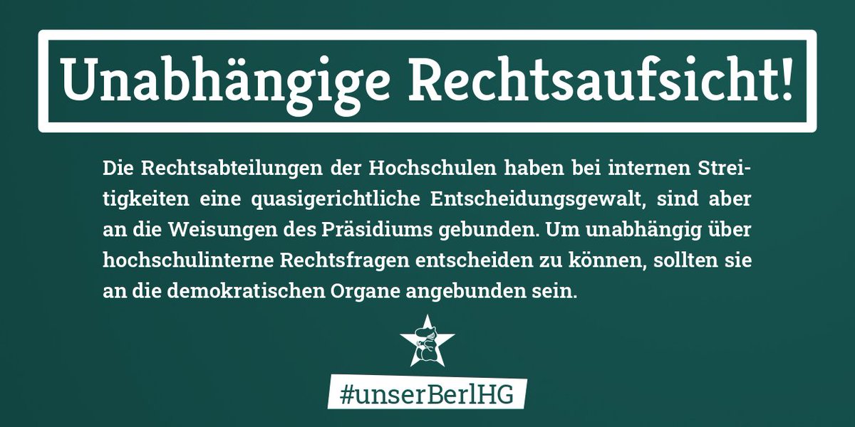 berlin_lak's tweet photo. Bei universitären Streitigkeiten liegt die Rechtsaufsicht beim Präsidium. Dass dieses kein unabhängiges Schiedsorgan ist, sondern politische Interessen verfolgt und oft selbst in Konflikte verwickelt ist, liegt auf der Hand.

Deshalb: Unabhängige Rechtsaufsicht für #unserBerlHG https://t.co/T6krqvl9Xj