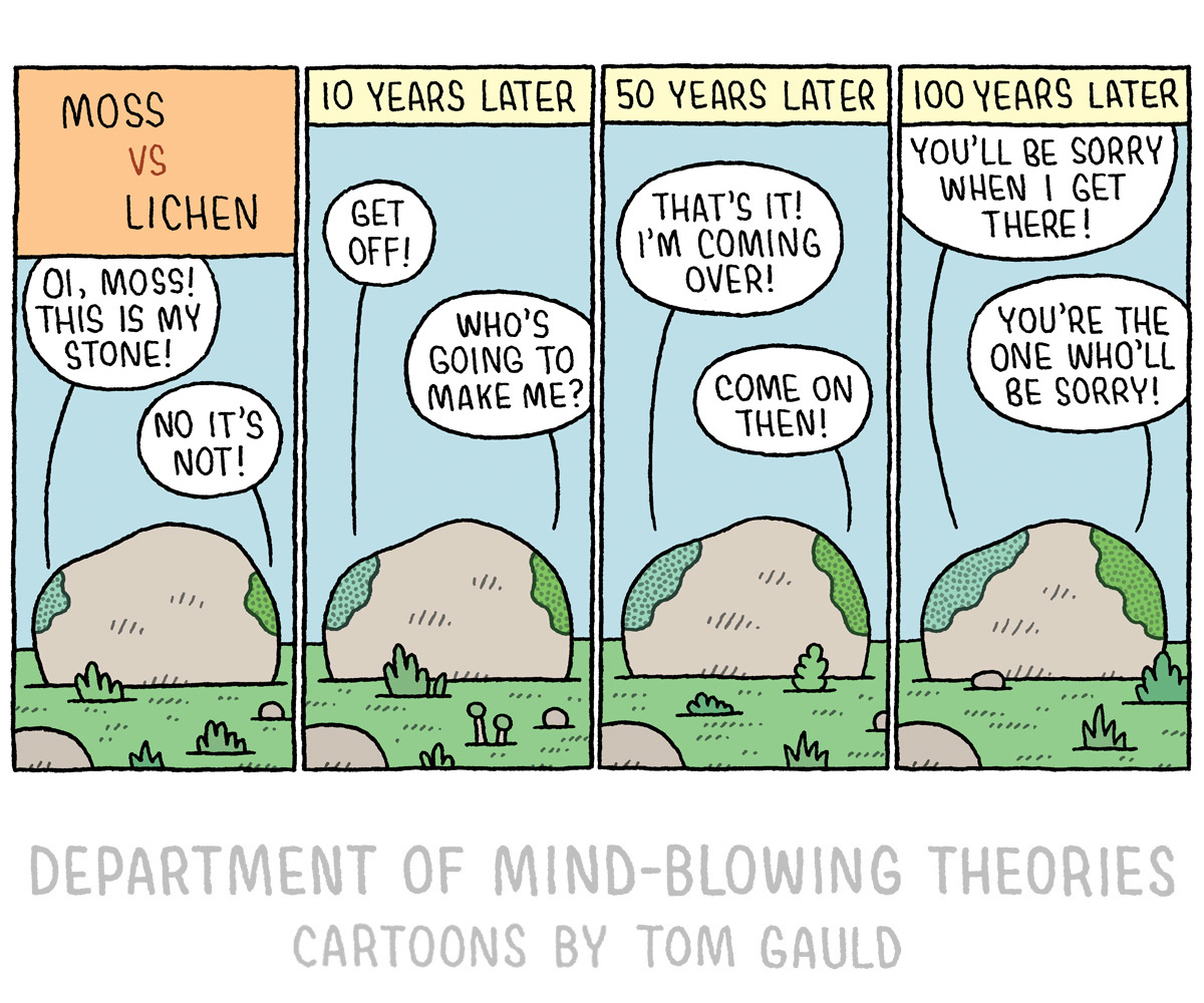 MOSS vs LICHEN. A cartoon from my new book `Department of Mind-Blowing Theories' which is out now: https://t.co/8aNdWyOwH9
#moss #lichen