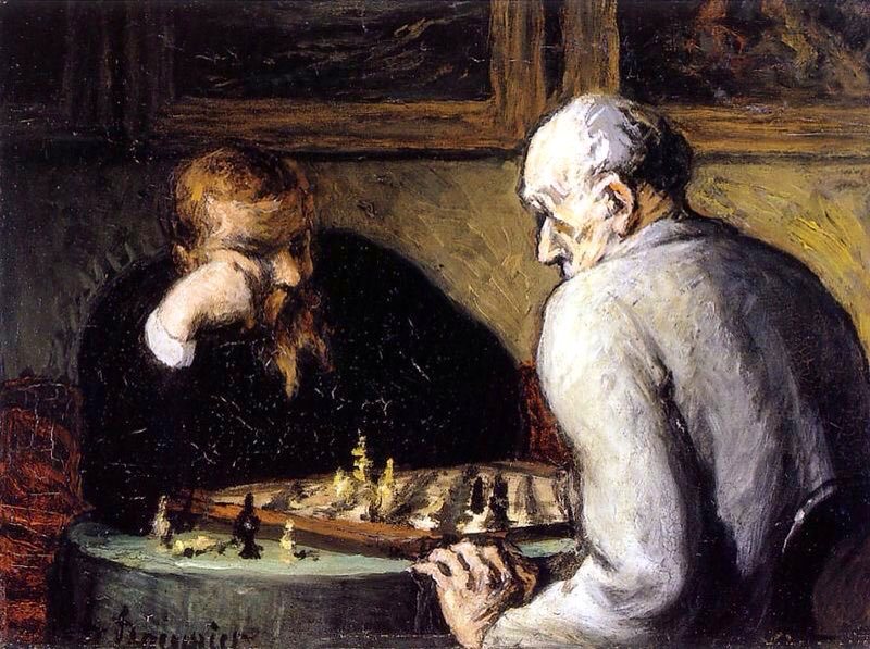 iEnjoyedThis's tweet photo. @ginger_gm @chesscom Chess Grandmaster Simon Williams at open blitz tournament with unknown opponent.  | by Honoré Daumier (1808 - 1879) 

Notice how the opponent appears to be in shock after Williams' last move. https://t.co/NJ6fdi1cnQ